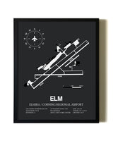 Unframed Elmira / Corning Regional Airport map print poster