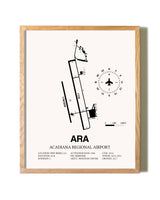 Acadiana Regional Airport framed print in natural wood frame