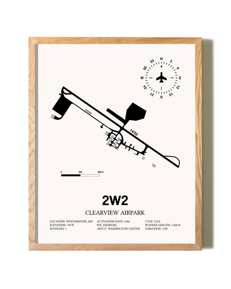 Clearview Airpark framed print in natural wood frame