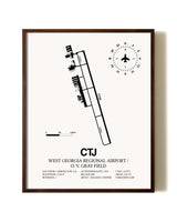 West Georgia Regional Airport/ O. V. Gray Field aviation print in walnut frame