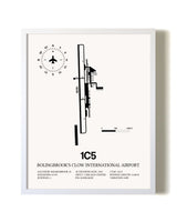 Bolingbrook's Clow International Airport airport map poster in oak frame