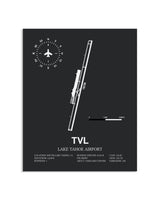 Gray Framed Lake Tahoe Airport layout wall art poster