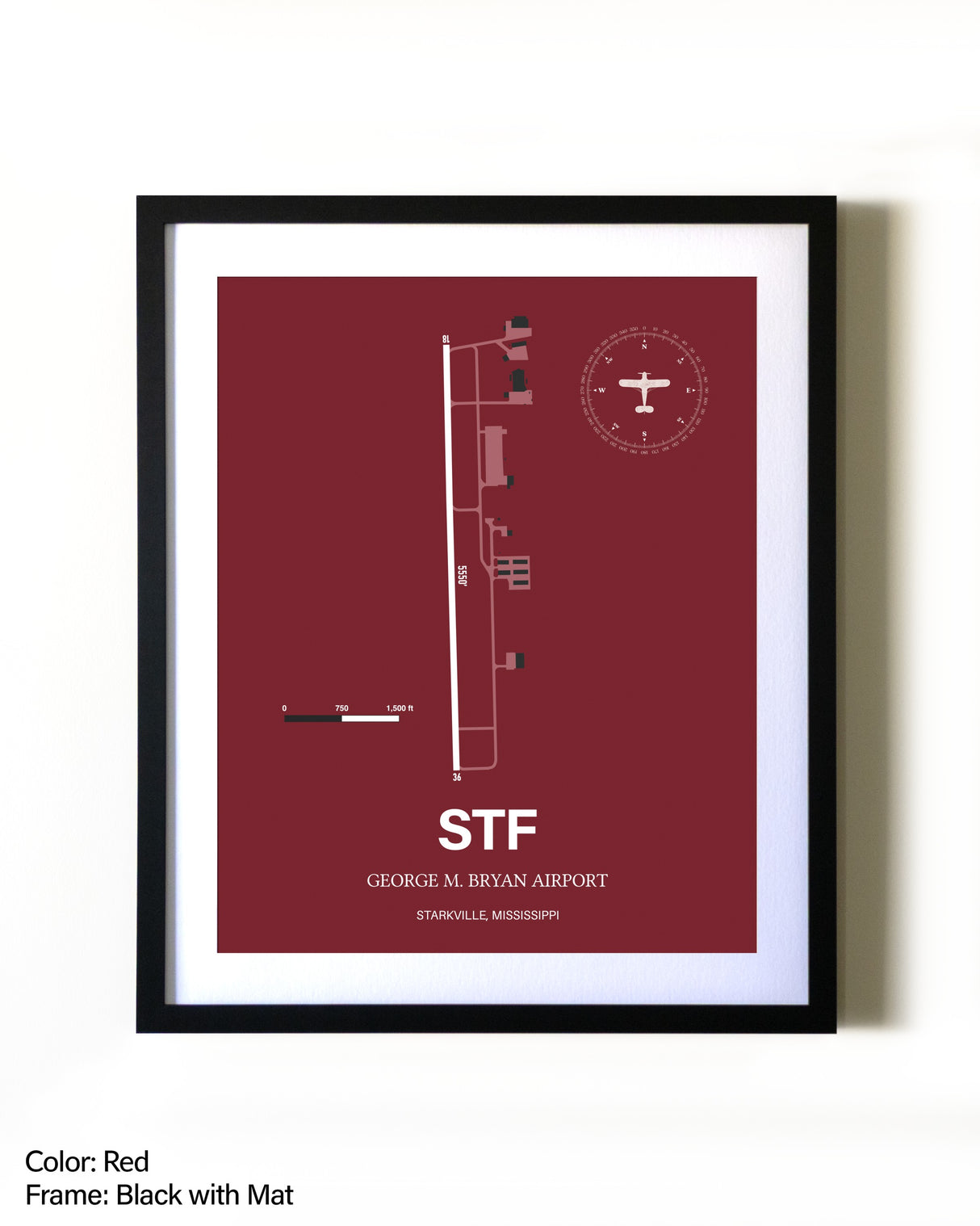 George M. Bryan Airport aviation wall décor in black wood frame