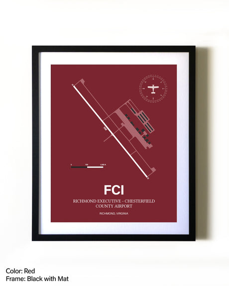 Richmond Executive-Chesterfield County Airport aviation wall décor in black wood frame
