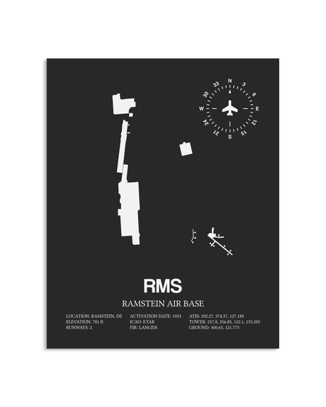 Gray Framed Ramstein Air Base layout wall art poster