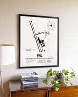 Northern Colorado Regional Airport aviation wall décor in black wood frame