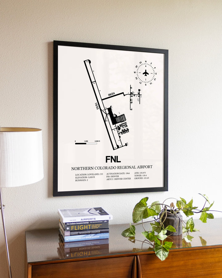 Northern Colorado Regional Airport aviation wall décor in black wood frame