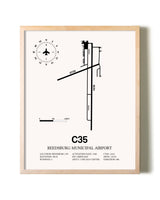 Reedsburg Municipal Airport framed wall art in white frame
