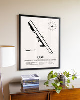 Cambridge-Dorchester Regional Airport aviation wall décor in black wood frame