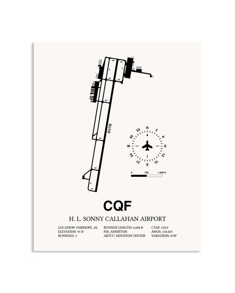 Gray H. L. Sonny Callahan Airport framed poster displayed in an airplane hangar