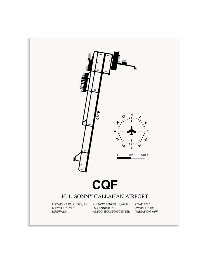 Gray H. L. Sonny Callahan Airport framed poster displayed in an airplane hangar