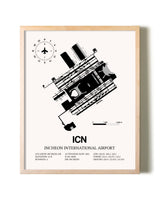 Incheon International Airport framed wall art in white frame