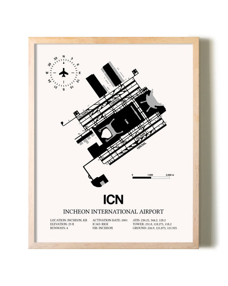 Incheon International Airport framed wall art in white frame