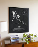 Gray Framed Mansfield Municipal Airport wall art poster in black frame