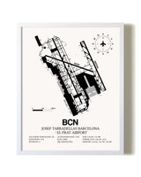 Josep Tarradellas Barcelona-El Prat Airport airport map poster in oak frame