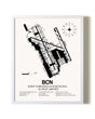 Josep Tarradellas Barcelona-El Prat Airport airport map poster in oak frame