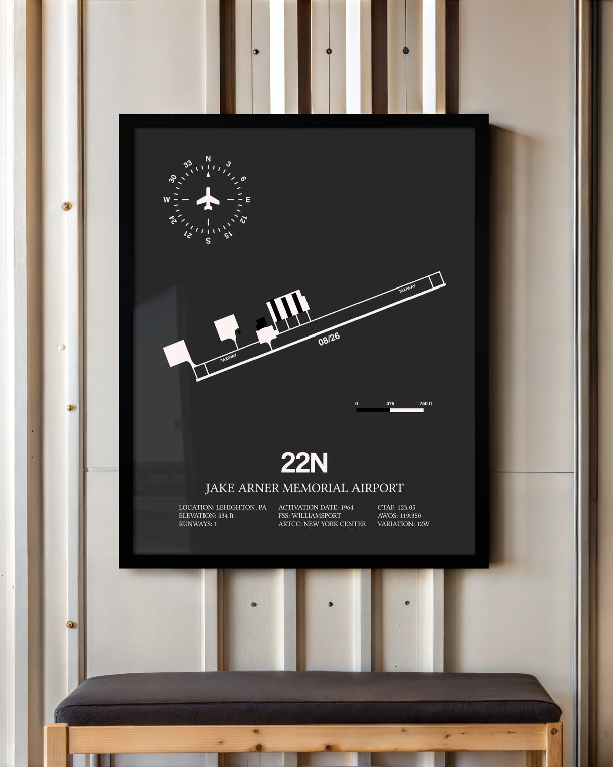 Frame color options for Jake Arner Memorial Airport Wall Art