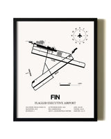 Framed Flagler Executive Airport wall art poster in black frame