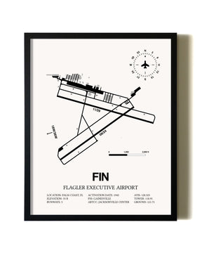 Framed Flagler Executive Airport wall art poster in black frame