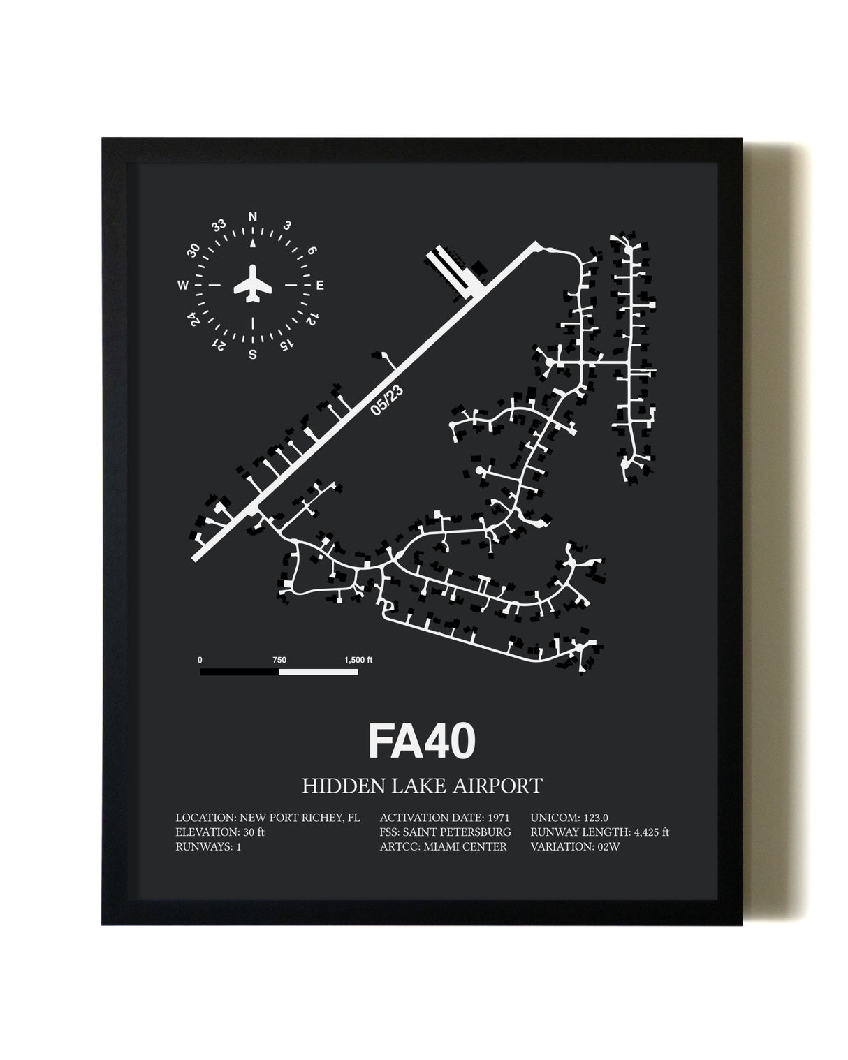 Unframed Hidden Lake Airport map print poster