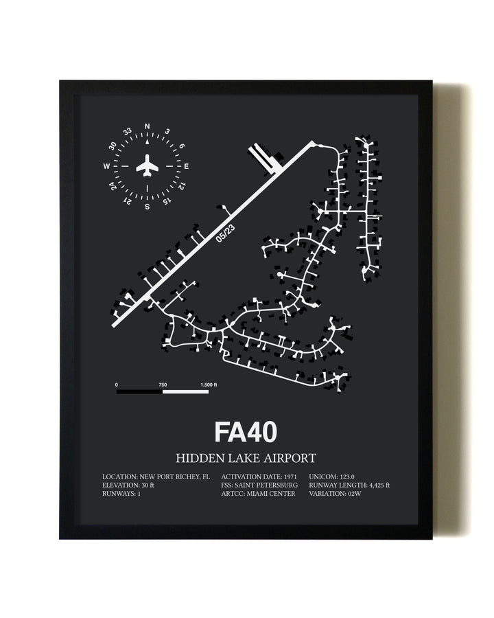 Unframed Hidden Lake Airport map print poster