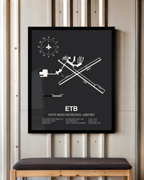 Frame color options for West Bend Municipal Airport Wall Art