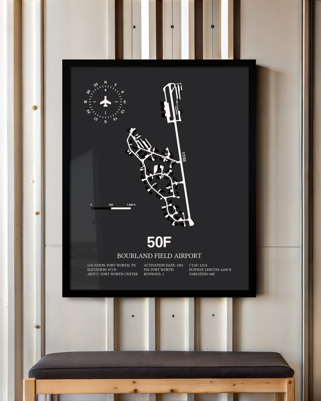 Frame color options for Bourland Field Airport Wall Art