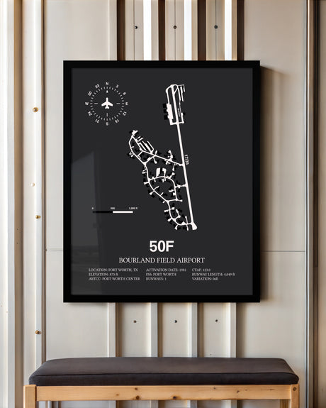 Frame color options for Bourland Field Airport Wall Art