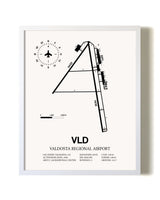 Valdosta Regional Airport airport map poster in oak frame