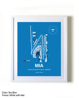 Miami International Airport framed wall art in white frame with mat