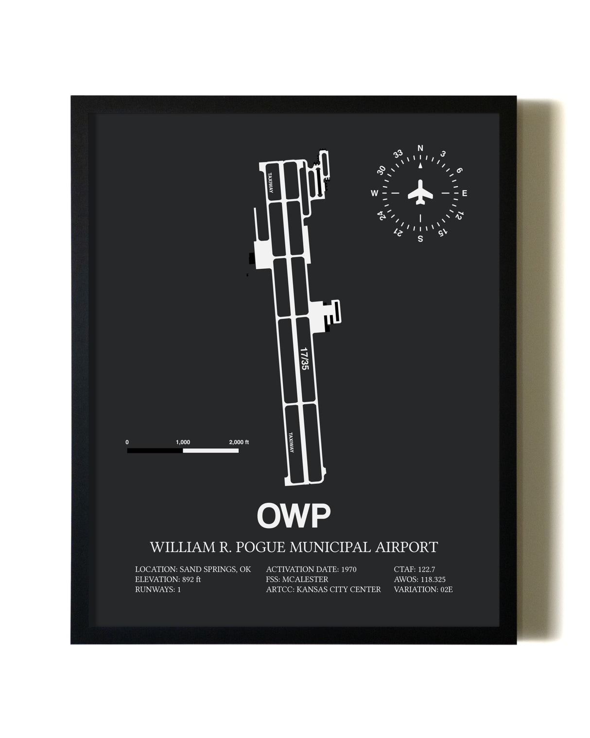 Unframed William R. Pogue Municipal Airport map print poster