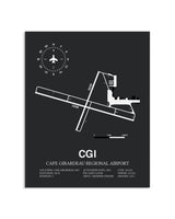 Gray Framed Cape Girardeau Regional Airport layout wall art poster