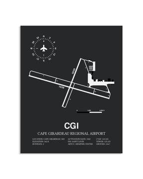 Gray Framed Cape Girardeau Regional Airport layout wall art poster