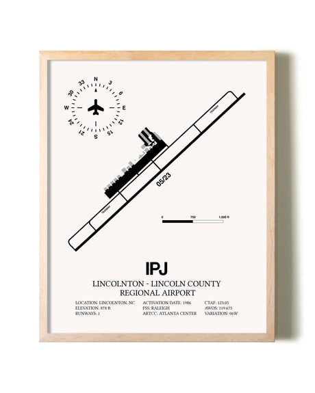 Lincolnton-Lincoln County Regional Airport framed wall art in white frame