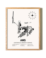 Amsterdam Airport Schiphol framed print in natural wood frame