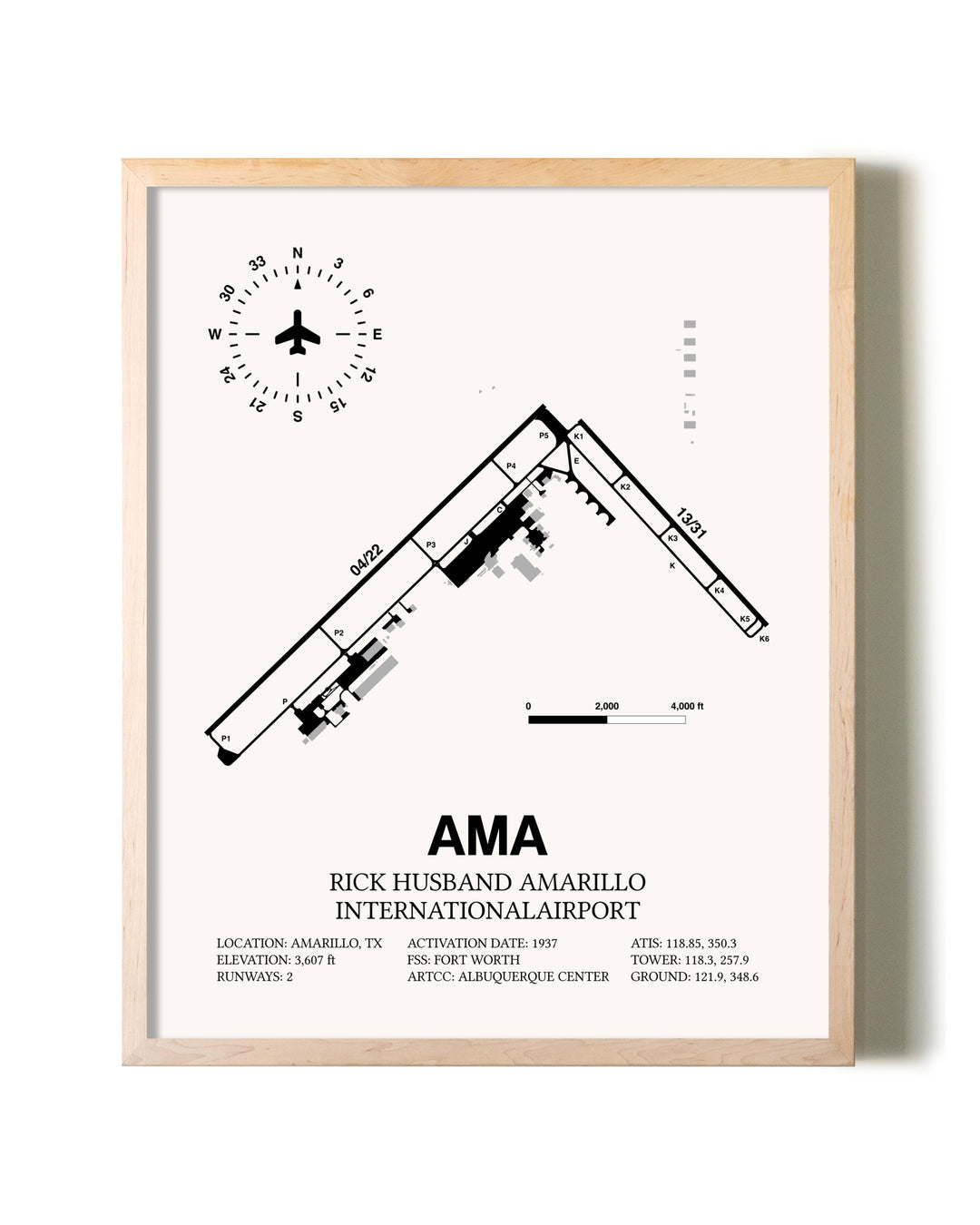 Rick Husband Amarillo International Airport framed wall art in white frame