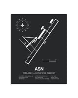 Gray Framed Talladega Municipal Airport layout wall art poster
