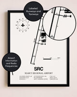 Framed Searcy Regional Airport layout wall art poster