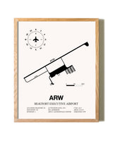Beaufort Executive Airport framed print in natural wood frame