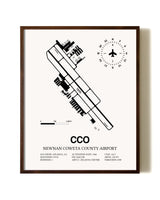 Newnan Coweta County Airport aviation print in walnut frame