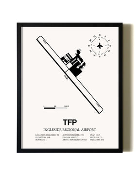Framed Ingleside Regional Airport wall art poster in black frame