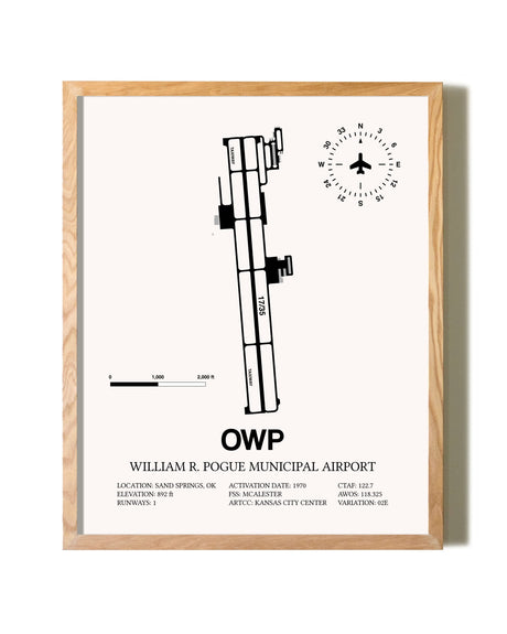 William R. Pogue Municipal Airport framed print in natural wood frame