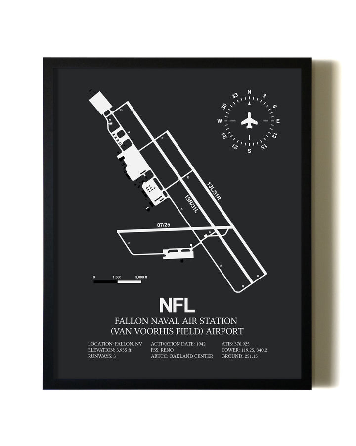 Unframed Fallon Naval Air Station (Van Voorhis Field) Airport map print poster