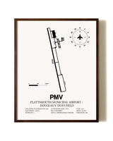 Plattsmouth Municipal Airport / Douglas V. Duey Field aviation print in walnut frame
