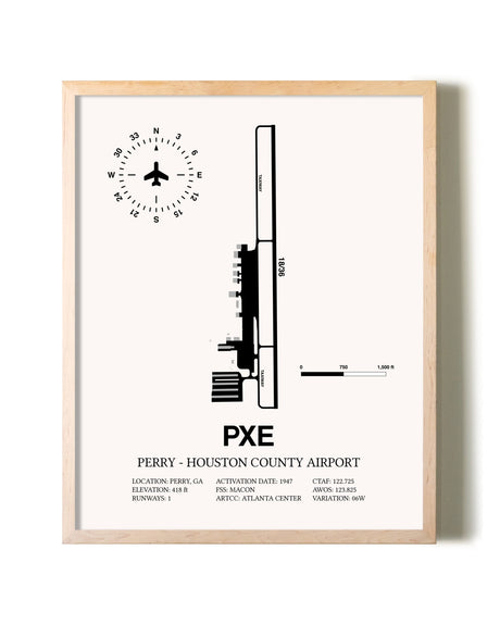 Perry-Houston County Airport framed wall art in white frame