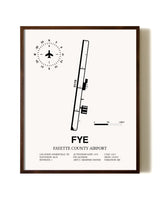 Fayette County Airport aviation print in walnut frame