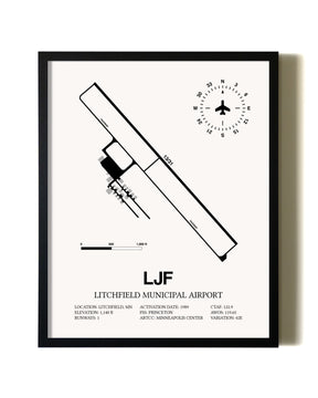 Framed Litchfield Municipal Airport wall art poster in black frame