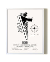 South St. Paul Municipal Airport / Richard E. Fleming Field airport map poster in oak frame
