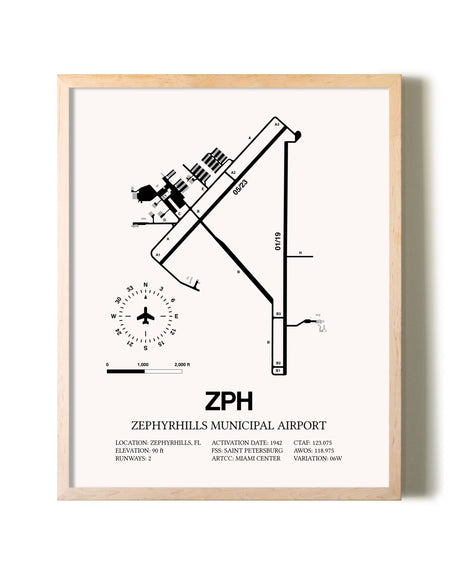 Zephyrhills Municipal Airport framed wall art in white frame
