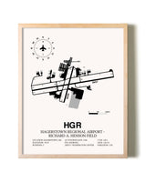 Hagerstown Regional Airport-Richard A. Henson Field framed wall art in white frame